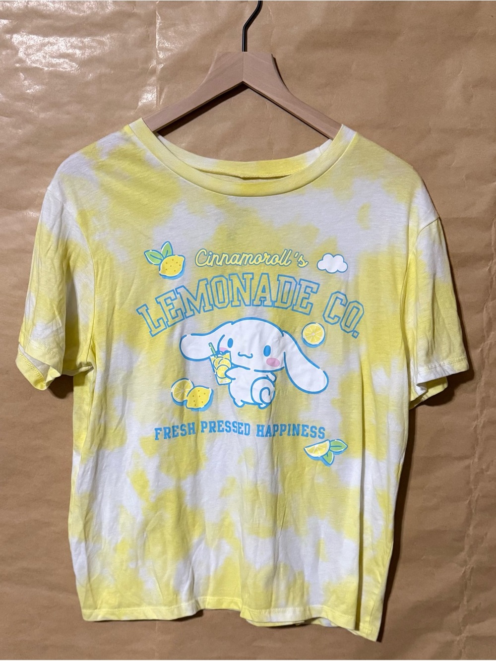 Sanrio Cinnamoroll Lemonade Co Tie Dye Graphic T-Shirt Yellow L